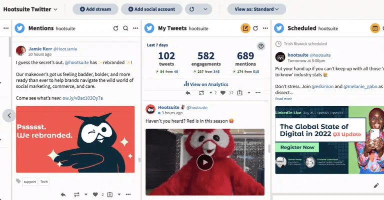 Hootsuite Twitter monitoring dashboard